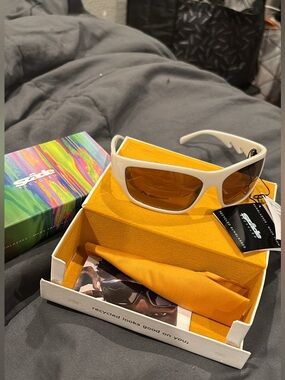 S'adec White Frame Amber Lens Women’s Sunglasses